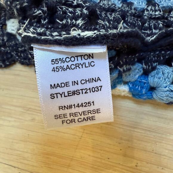 Sincerely Jules Granny Square Knit Crop Tank Top SZ S Blue Boho Hippie Festival - Picture 3 of 6